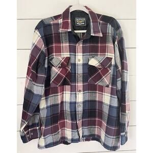 Backpacker Outdoors Flannel Shirt Multicolor Plaid Acrylic Size Large